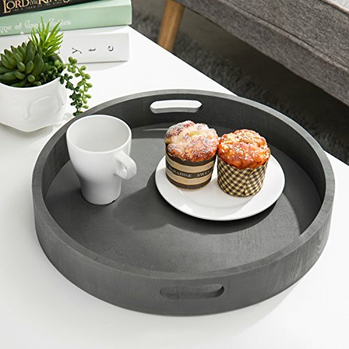 Runde Design verschachtelte anthrazitgraue Holz-Einschnittschalen mit ausgeschnittenen Griffen, 2er Set - Bild 1 von 7