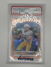 2020 Panini Donruss - Rated Rookie Justin Herbert #303 Jersey Number /10 Psa 10