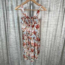 Cider Floral Milkmaid Mini Dress Blue Red Rose Print Cottagecore XS