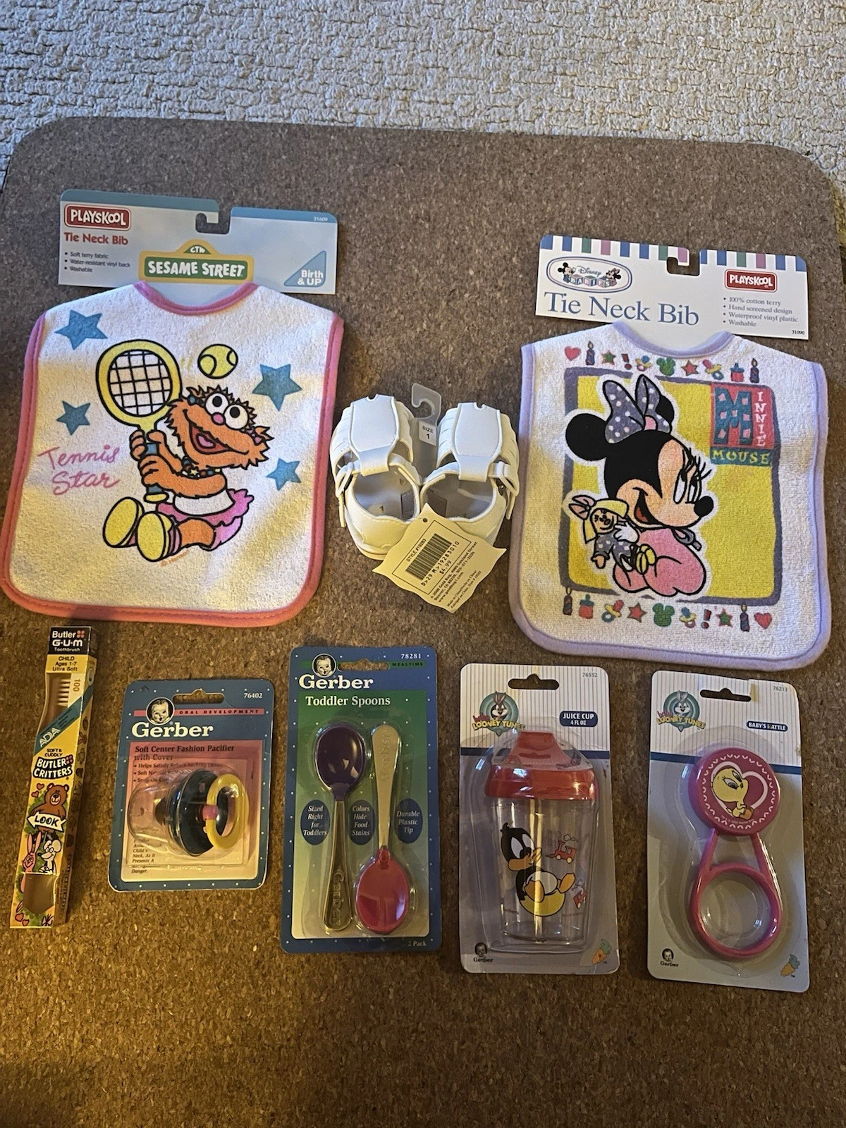 Vintage 90s Y2K Baby Accessories Lot Disney Baby Looney Tunes Sesame Street