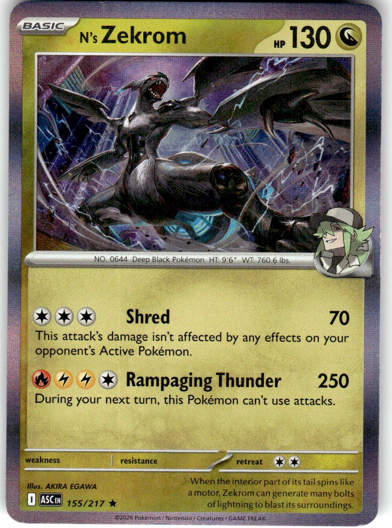 N's Zekrom Rare ME: Ascended Heroes 155/217 LP