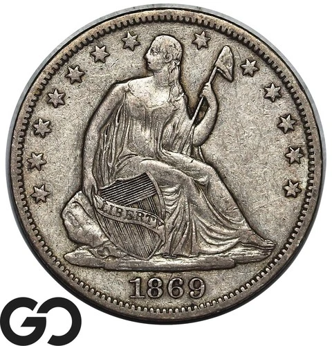 1869-S Seated Liberty Half Dollar, Scarce Choice XF San Francisco Issue