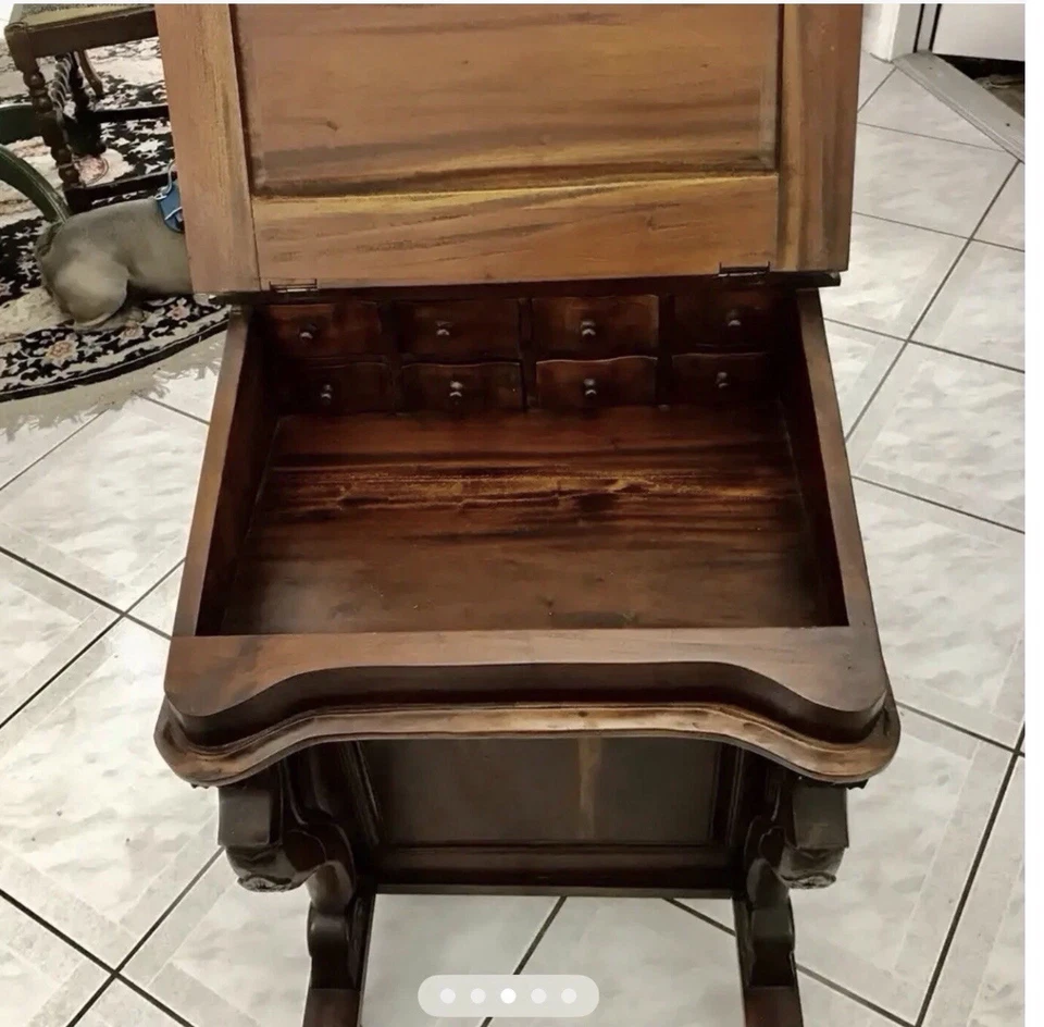 Antique English Solid Mahogany Wood Captain’s Desk- Only Locally Pick Up- - Image 3 of 4