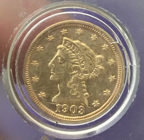 1903 US $2.50 Liberty Head Quarter Eagle Gold Coin Pre-1933 Uncertified