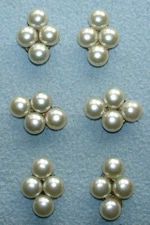6 Plastic PEARL & Gold METAL BUTTON COVERS Matching Set1 1/4" Long EUC