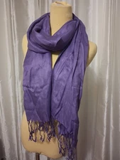 Pashmina Silk Purple Fringe Women's Scarf