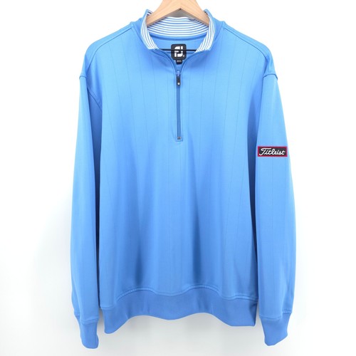 FootJoy Mens Pullover 1/4 Zip XL Blue Titleist Patch Golf Performance Sweater
