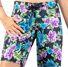 KANU SURF Women's Oceanside UPF 50 Swim Board Shorts Size 0 -Katya Black Floral
