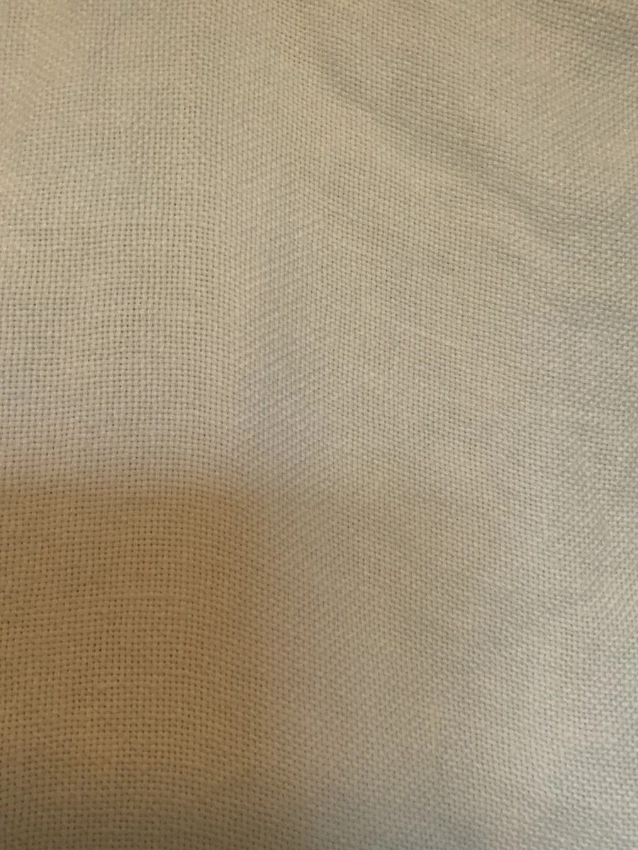 VOLGA LINEN 100% Linen Sofa Throw White/Blue Stitching Rectangle