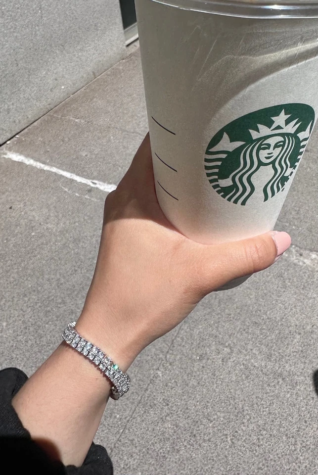 Brazalete de tenis de diamantes cultivados en laboratorio de doble capa de 5 quilates de oro blanco de 14 quilates sobre regalo G SI Foto 2 de 4