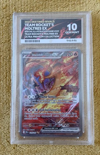 Pokémon Team Rockets Moltres Ex 229/182 Stamped ACE 10 Perfect Subgrades !!!