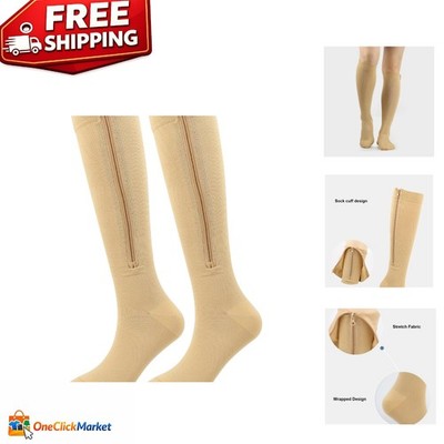 Therapeutic 15-20mmHg Zipper Compression Socks - Comfortable Knee-High Design