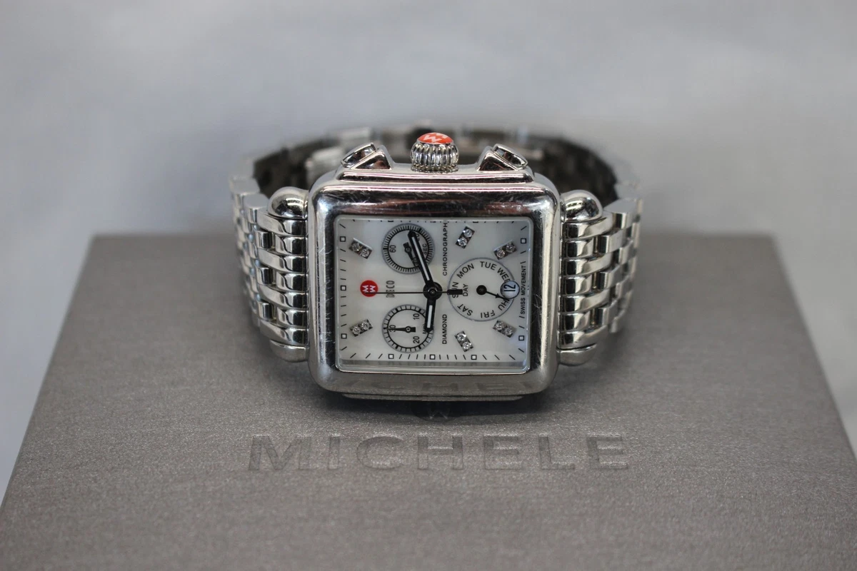 Preowned Michele Gems Stainless Steel MW03M25A1933 Needs Battery 8in Band MICHELE Stainless Steel Band Sport Wristwatches for sale | eBay main image 2