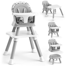 8-In-1 Baby High Chair, Toddler Booster Seat with Dishwasher-Safe Tray, Chevron