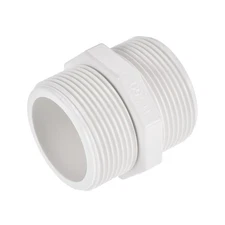 Pipe Fitting G1-1/2 Male Thread Hex Nipple Tube Hose Connector White
