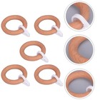 Wooden Round Curtain Rings Set of 5 Reusable Brown Rings with Smooth Finish