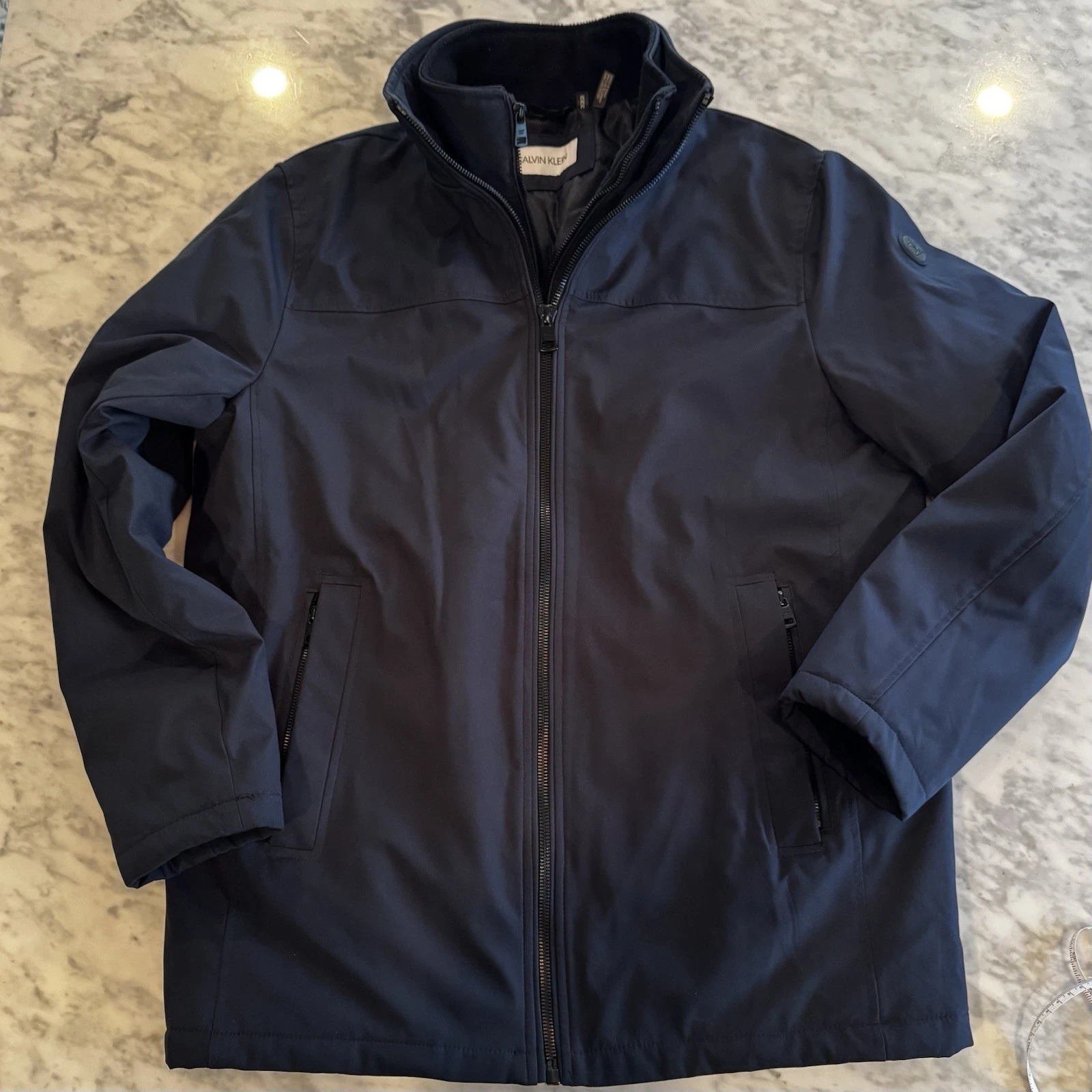 Calvin Klein Men’s Padded Jacket Navy Size M Double Zip Closure Softshell/Storm