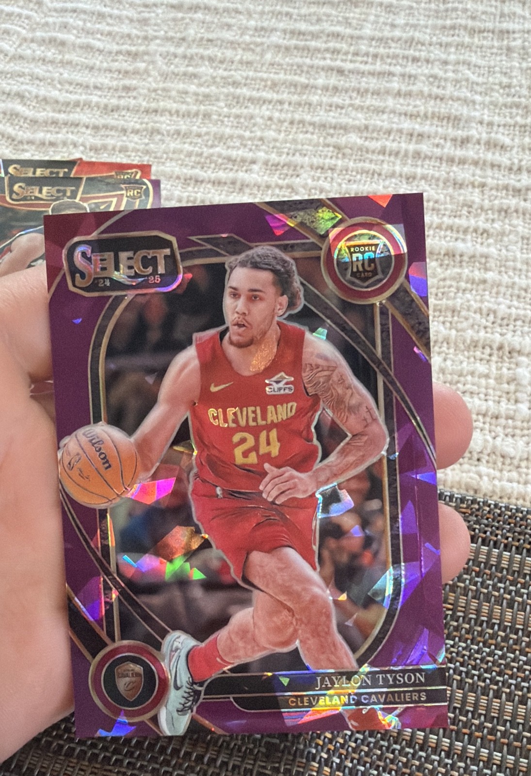 24-25 Panini Select Courtside Jaylon Tyson #282 Pink Cracked Ice Prizm /99 (RC)
