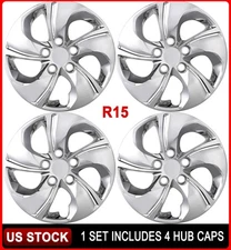 4 Pack 15" Bolt-On Wheel Covers Full Rim Hubcaps for 2013 2014 2015 Honda Civic