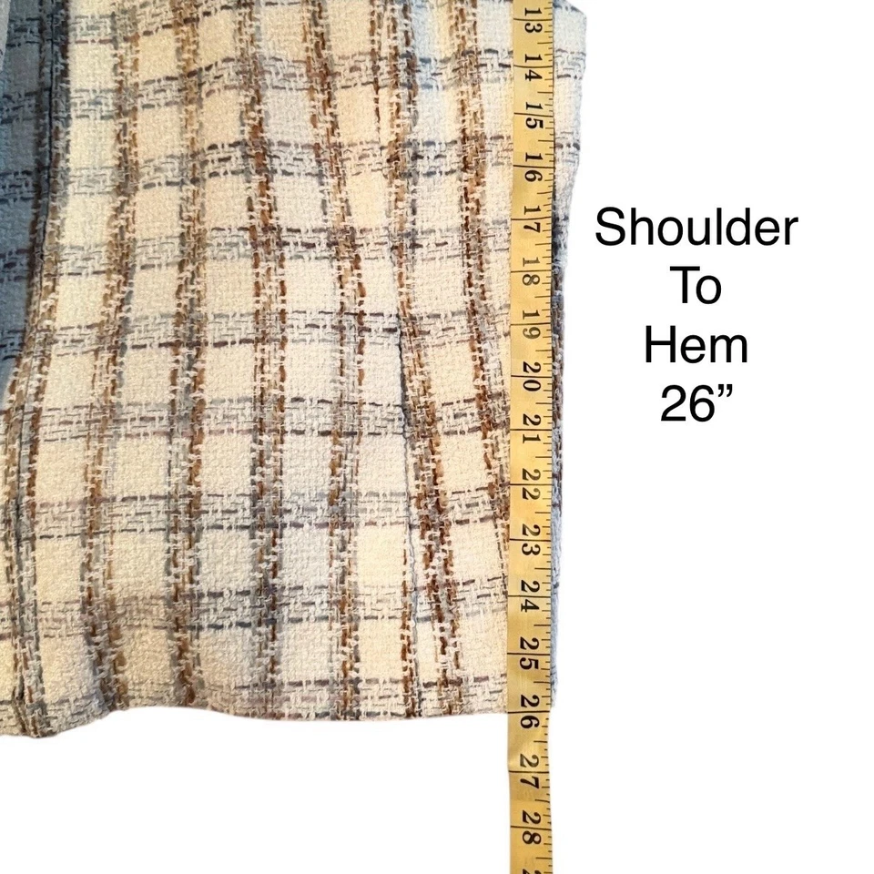 Chaqueta a Cuadros Norton McNaughton Para Mujer Talla 18 Azul Crema Taupe Cottage Core Nueva Con Etiquetas Foto 2 de 4