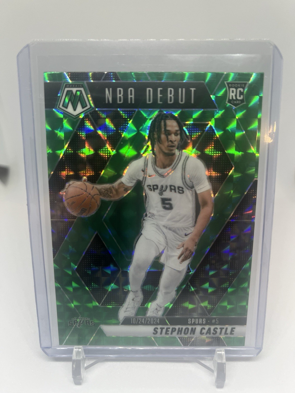 2024-25 Panini Mosaic - NBA Debut Stephon Castle #267 Green Mosaic Prizm (RC)