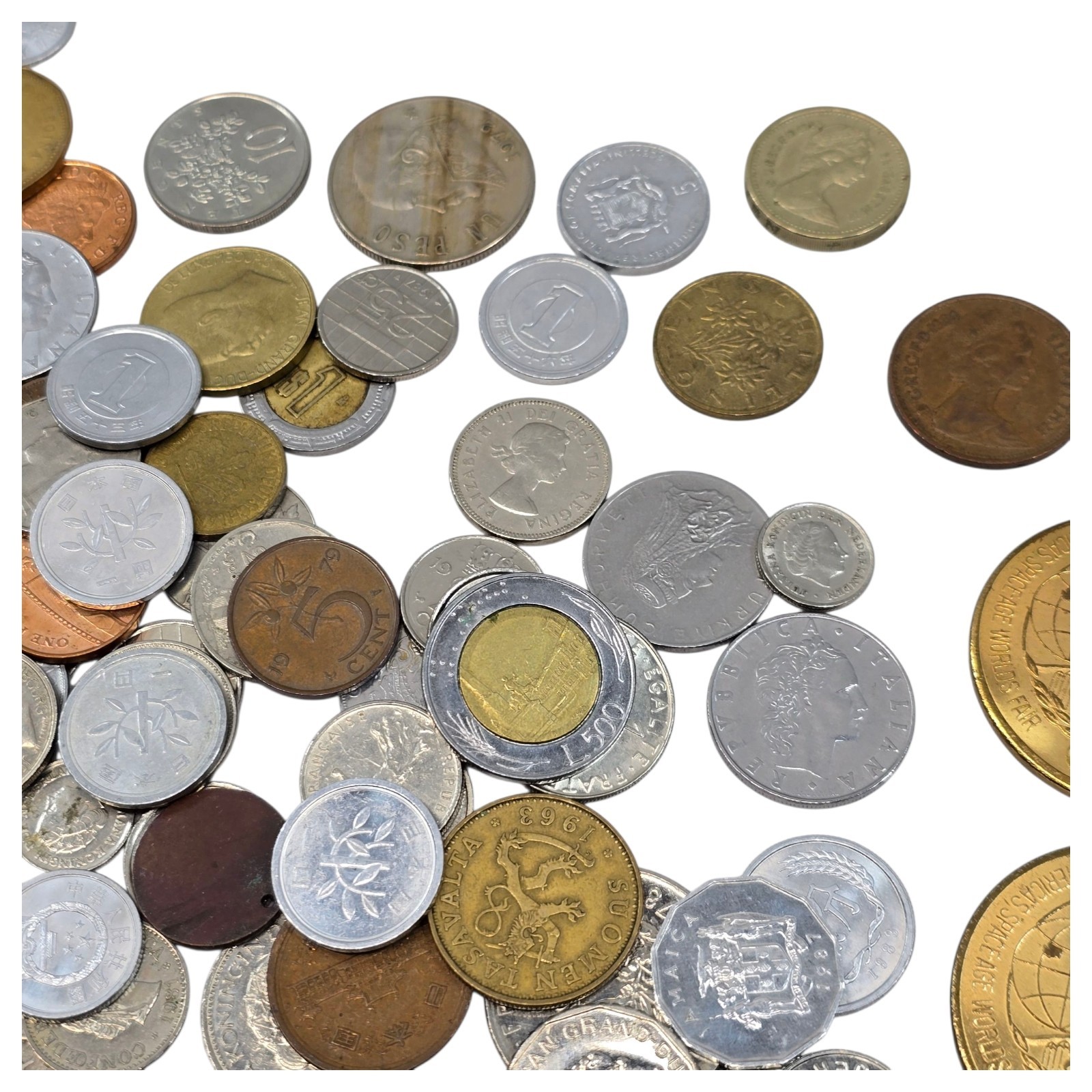 Mixed Lot of Different Foreign World Paper Money Banknotes Currency & Coins