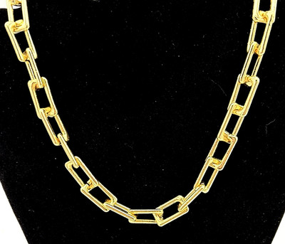 Express Chunk Statement Paperclip Gold Tone Brushed Chain Signed