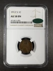 1912-S Lincoln Cent NGC AU58 CAC Approved