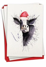 3 Pack Christmas Greeting Cards w/ Envelopes Wildlife Expressions - Cow