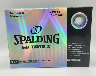 Spalding SD Tour White Golf Balls 12 Pack'' Tour Level Distance Power Core NEW