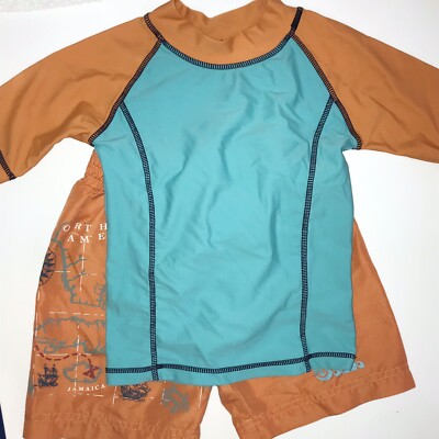 CABANA LIFE Toddler Boys Size 2T Swimsuit Set Short Sleeve
