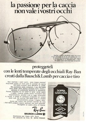 1976 Pubblicita' vintage occhiali RAY BAN by BAUSCH \u0026 LOMB per caccia e  tiro | eBay