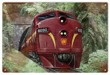 Pennsylvania Railroad Tunnel Metal Sign Vintage Style Train Room Art