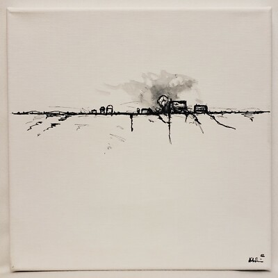  Original Abstract Modern Minimal Ink Drawing By K.A.Davis 