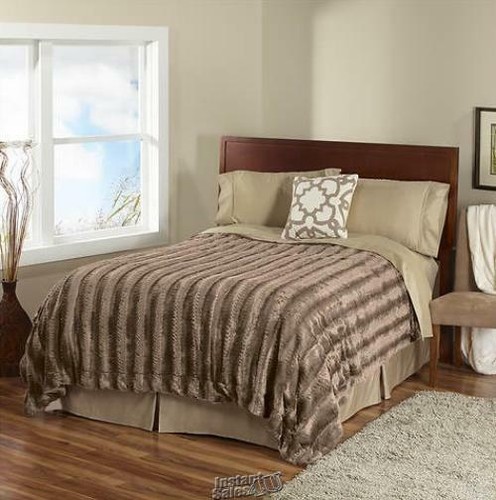 Coperta pelliccia sintetica Swift Home marrone pieno poliestere regina "86 x 86" - Foto 2 di 2