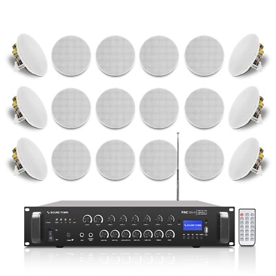 Sound Town 6-Zone 70V/100V Amp, 18 x In-Ceiling Speakers, White(PAC360X18CS6N)