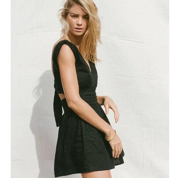 knee length dresses for ladies Sir the label Iris Tie Mini Dress – ABC Dress Hire main image 0