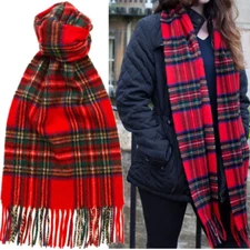 Royal Stewart For Womens 100% CASHMERE Scotland Red Check Plaid Tartan Scarf