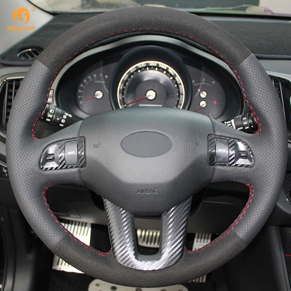 Cubierta de volante de gamuza de cuero negro para Kia Sportage 3 2011-2015 #QY47 Foto 2 de 4