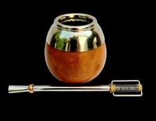 Mate Gourd Cup Natural Argentina/ Virola-Aro Alpaca/Hand Made/PlasticsFree