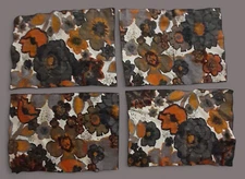 Vintage 1970s Groovy Mid Century Earth Tones Large Flower Fabric Placemats 4