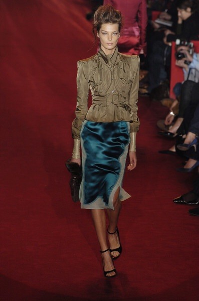 Giacca Pagoda Yves Saint Laurent YSL Tom Ford RUNWAY 2004 Verde Seta FR 36 US 4