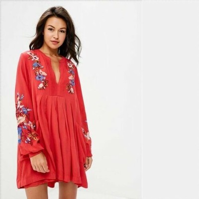 Free People Mia Embroidered Gauze Dress 