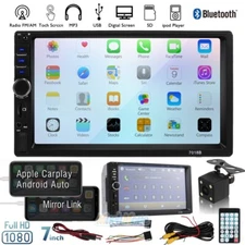 7" Car Radio IOS/Andriod Carplay BT Car Stereo Touch Screen Double 2Din+Camera