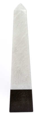 White & Grey Marble Polished Octagon Obelisk Tower H = 14'' & L = 3'', 1 Pc