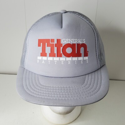 VTG General's Titan Batteries Mesh Back Trucker Hat Snapback Cap Gray