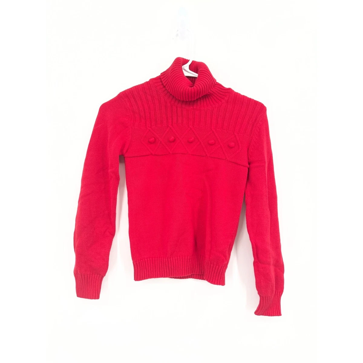 Basic Editions Size L 10 12 Red Long Sleeve Turtleneck Sweater