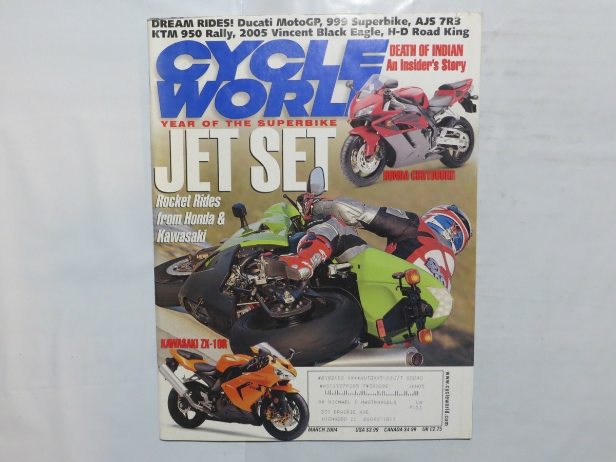 CYCLE WORLD MAGAZINE BACK ISSUE HARLEY HONDA 2004 MARCH CBR ZX-10R