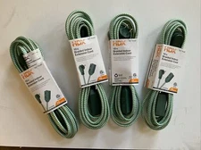 FOUR (4) HDX 10 Ft. Braided Indoor Ext. Cords 16 Gauge Brand New! Stylish!!