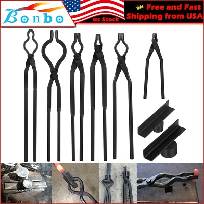 Blacksmithing Expert Replacement Tongs Set Includes Pike/Flat Jaw/Bolt/Pick-up